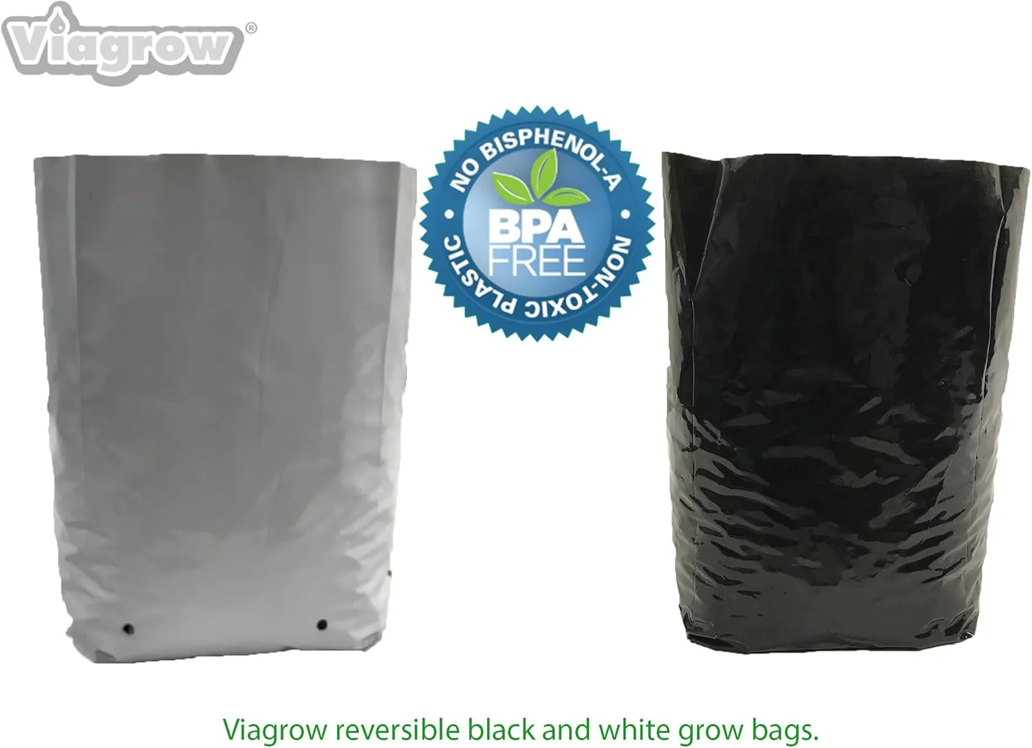 Viagrow Grow Bags Thick Plastic Grow Bags for Potting, Seedlings, Rootings, 1 Gallon 100 Pack, White