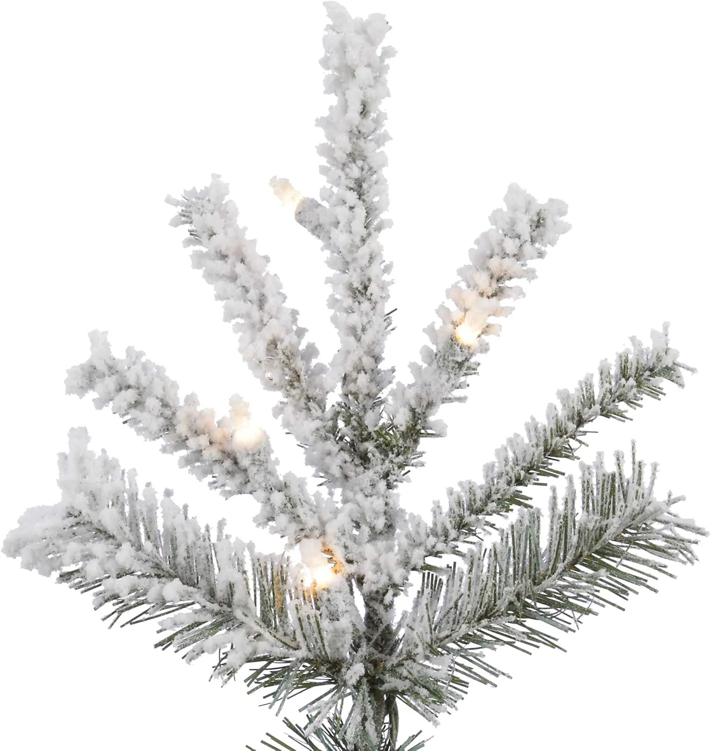 Vickerman 8.5' Flocked Sierra Fir Slim Artificial Christmas Tree, 850 Pure White LED Dura-Lit Lights - Snow Covered Faux Tree - Seasonal Indoor Home Decor