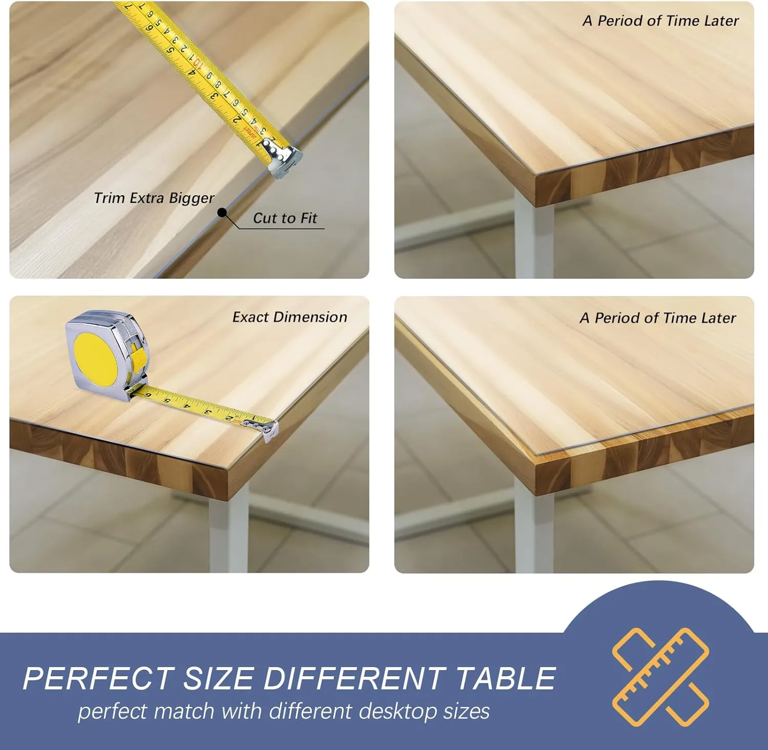 Vicwe 36 x 48 Inch Clear Table Cover Protector,1.5mm Thick Clear Table Protector, Rectangle Waterproof Plastic Table Cover, Scratch Proof and Easy Cleaning for Dining Room Table