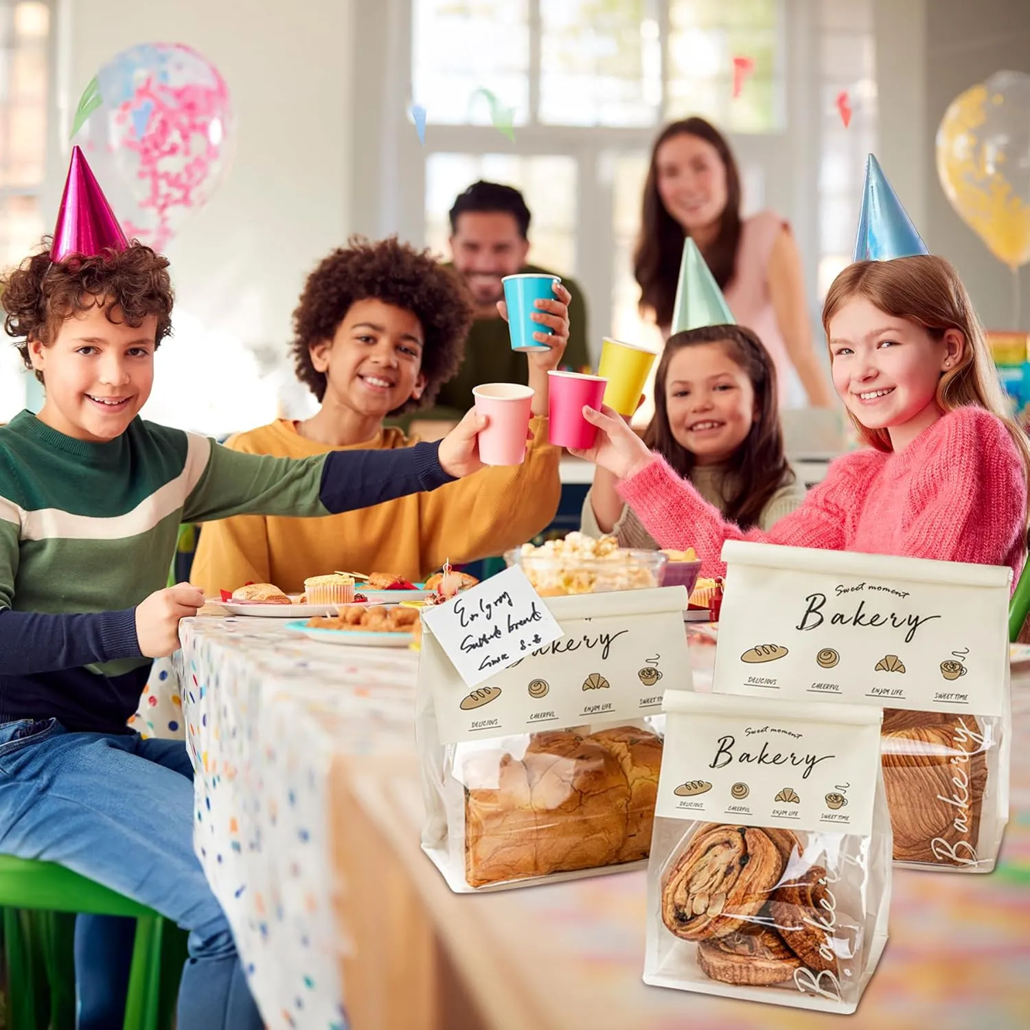 Vinland Window Opening Bread Paper Bag, Available in Three Sizes with Steel Wire Edge Sealing, No Need for Stickers, Suitable for Bread, Cookies, and Snacks (5.1x3.9x11 inch 100)