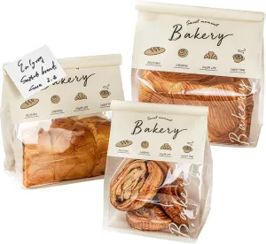 Vinland Window Opening Bread Paper Bag, Available in Three Sizes with Steel Wire Edge Sealing, No Need for Stickers, Suitable for Bread, Cookies, and Snacks (5.1x3.9x11 inch 100)