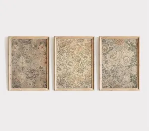 Vintage Flower Wall Art Decor Beige Floral Canvas Wall Art Botanical Rustic Pictures Prints Farmhouse Antique Painting Vintage Flower Poster for Living Room Bedroom 12x16 Inch Unframed Set of 3