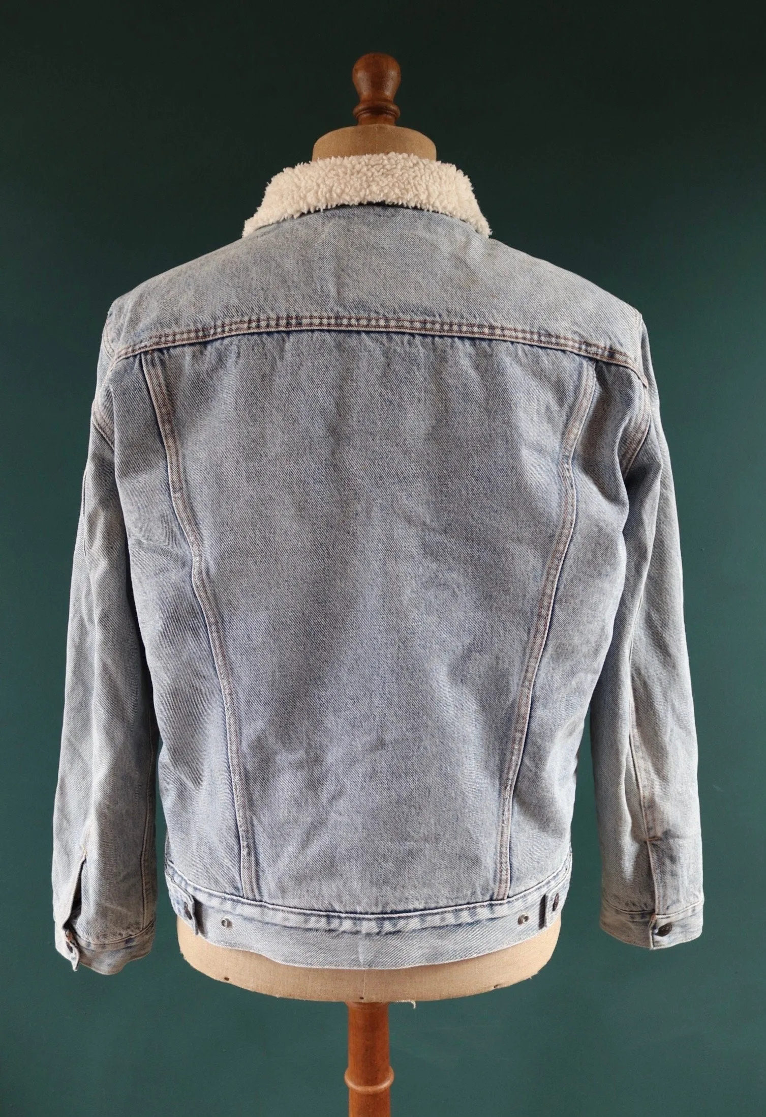 Vintage Levis big E denim jacket - Levis Strauss workwear - sherpa trucker - red tab - 47" chest