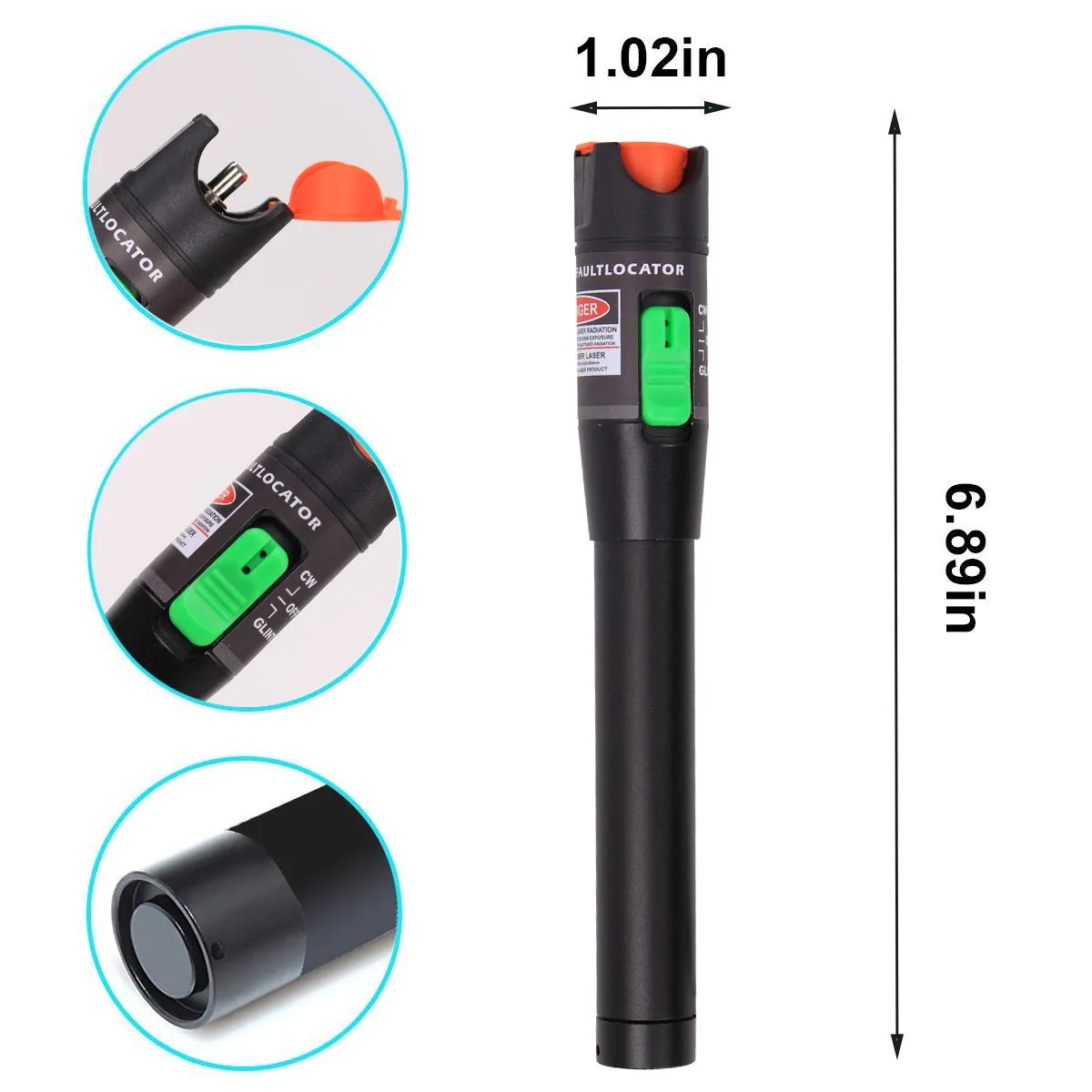Visual Fault Locator 30KM, VFL Fiber Optic Tester Kit - Include Single Mode 9/125um FC Male to LC Female Adapter, Light Pen for Fiber Network Cable Test