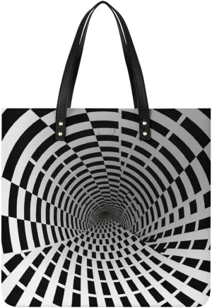 Visual Illusion Tote Bag Durable Water-Resistant Handbags Lightweight Tote for Travel Work Book