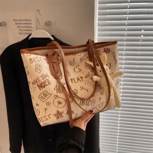 VLOVELAW 2025 Customized fashion women's bags, large-capacity printed shoulder tote bags, fashionable and versatile high-end handbags, women's bags