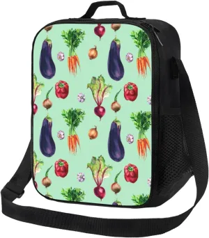 VOSERY Insulated Lunch Bag for Women Men, Reusable Lunch Box Tote Bag for Work Travel, onion garlic Eggplant Large Capacity Cooler Bag Lunch Bag