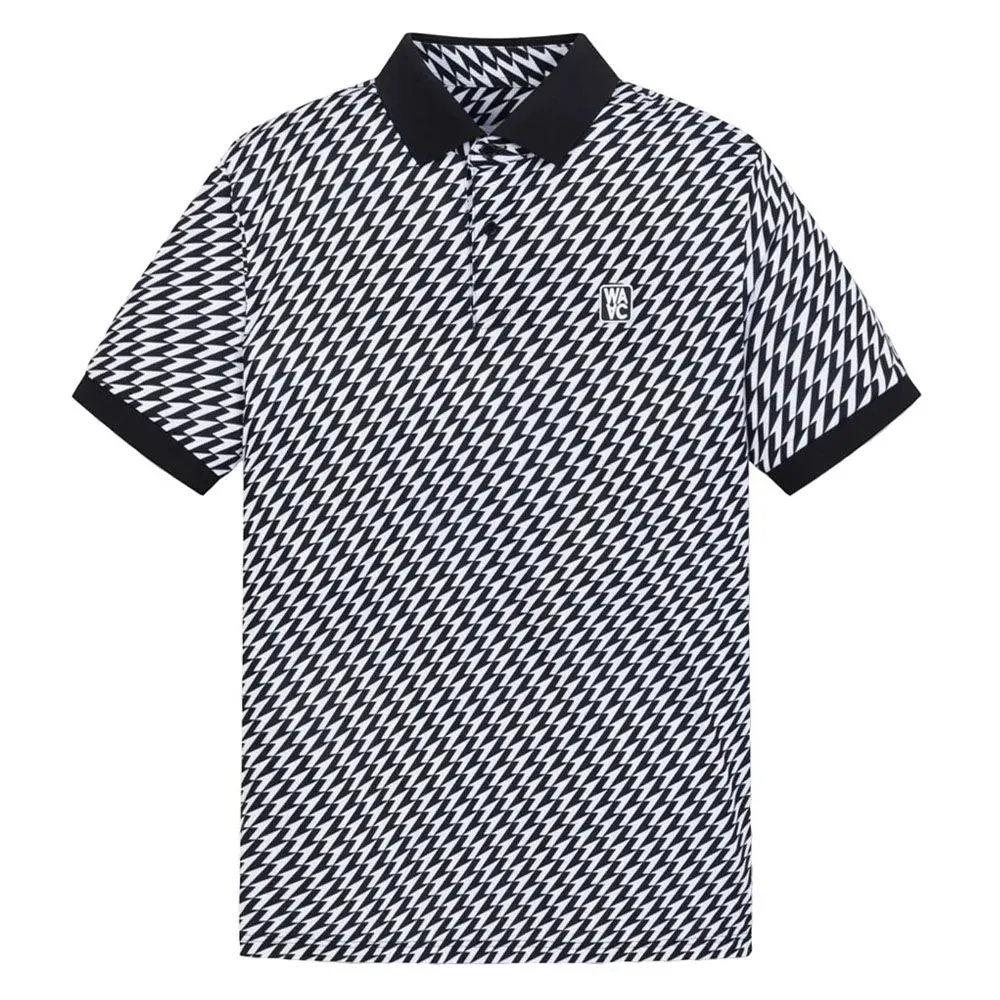 WAAC Athletic Arrow Rib Collar Golf Polo Black - SS24 Men