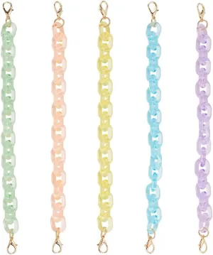 WADORN 5 Colors Acrylic Purse Chain Strap, 11.6 Inch Short Handbag Handle Chain Replacement Colourful Transparent Acrylic Bag Decoration Charms Chain Accessories for Women Clutch Bag Underarm Bag