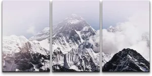 wall26 Canvas Print Wall Art Set Foggy Snowy Mountain Top with Blue Gradient Nature Wilderness Photography Modern Art Rustic Landscape Colorful for Living Room, Bedroom, Office - 24"x36"x3