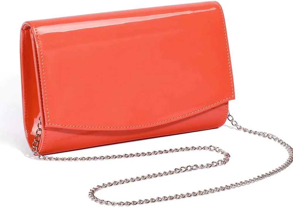 WALLYN'S Women Patent Leather Wallets Fashion Clutch Purses, Evening Bag Handbag Solid Color