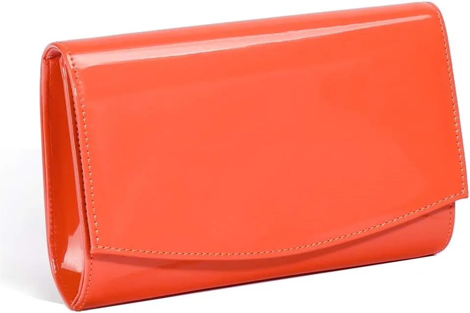 WALLYN'S Women Patent Leather Wallets Fashion Clutch Purses, Evening Bag Handbag Solid Color