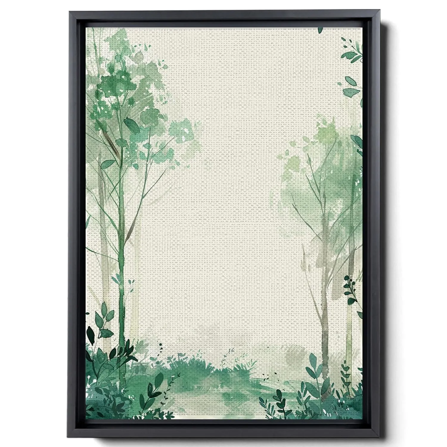 Watercolor A Woodland, In The Style Of Light Emerald And Light Beige, I Can'T Believe How Beautiful This Is, Bunnycore, Simple Designs, Canvas Prints
