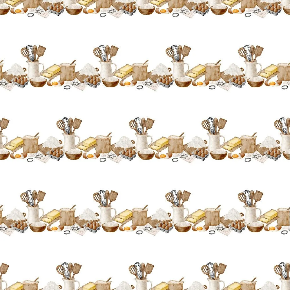 Watercolor Baking Pattern #10 Fabric
