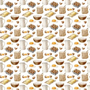 Watercolor Baking Pattern #3 Fabric