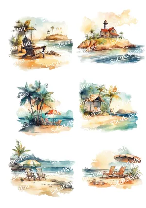 Watercolor Beach Life #2 Waterslide Decals