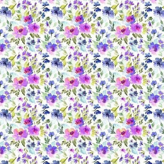 Watercolor Beauty Glory in Purple - 11" Remnant Piece