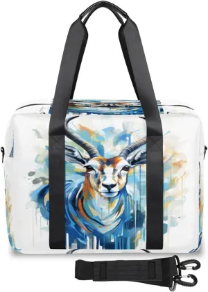 Watercolor Colorful Gazelle Womens Travel Bags, Weekender Carry on for Women, Sports Gym Bag, Workout Duffel bag, Overnight Shoulder Bag