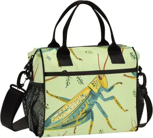 Watercolor Grasshopper Lunch Bag Cooler Lunch Box Portable Meal Prep Food Container for Office School Travel Picnic Work