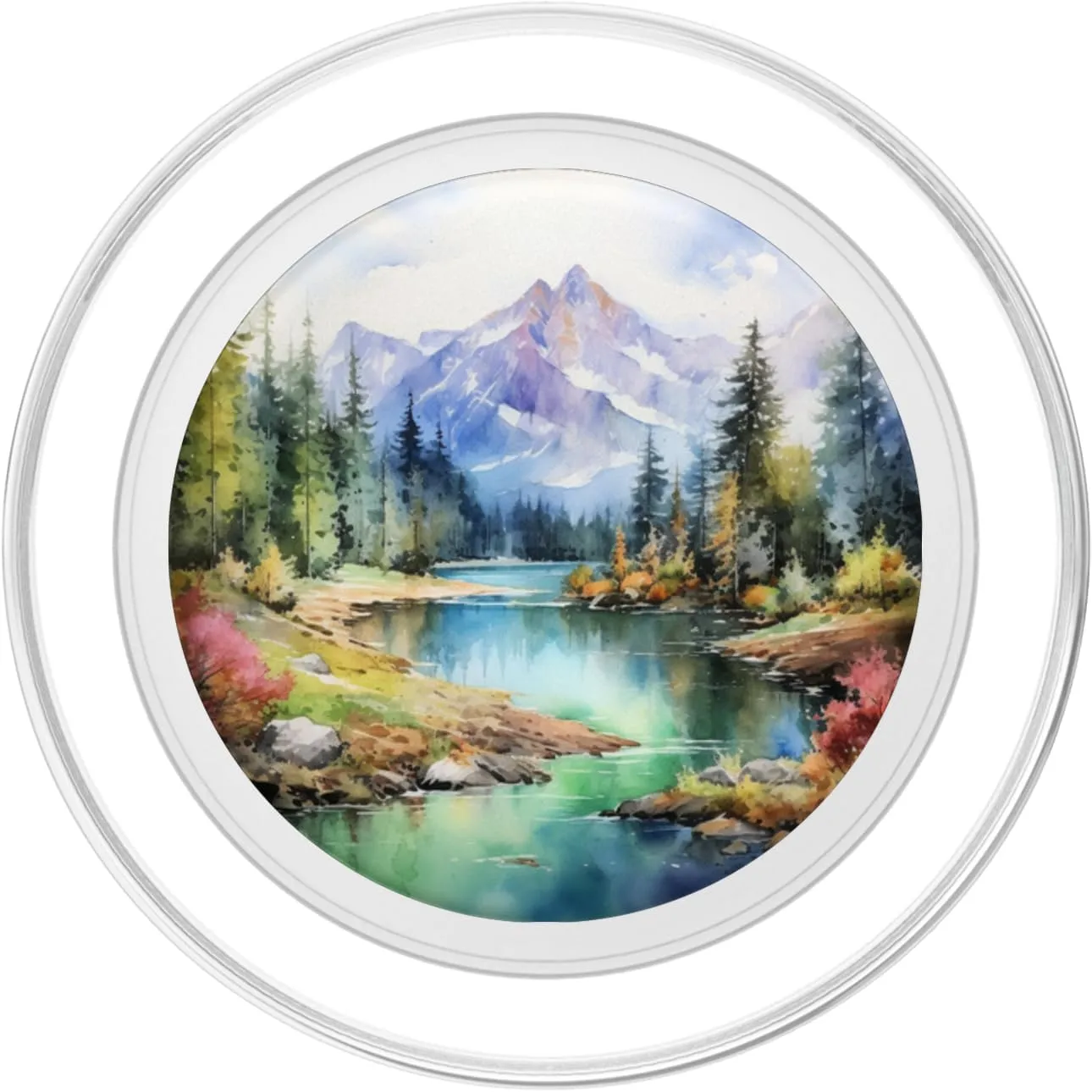 Watercolor Mountains Landscape Lake Nature PopSockets PopGrip for MagSafe