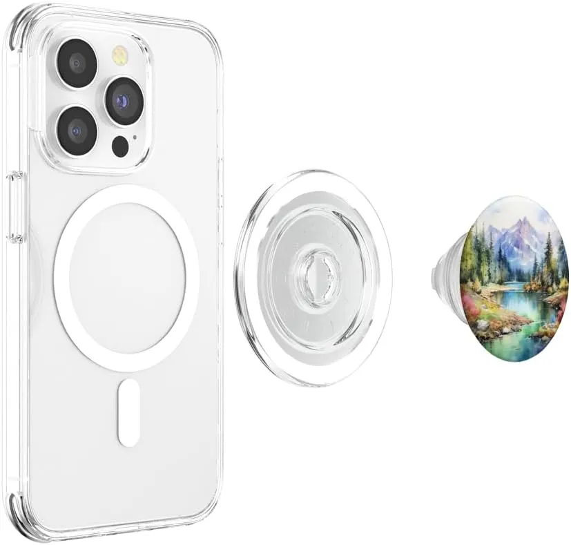 Watercolor Mountains Landscape Lake Nature PopSockets PopGrip for MagSafe