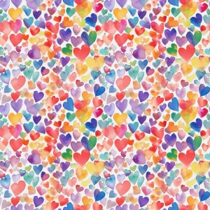 Watercolor Rainbow Hearts Pattern #9 Fabric
