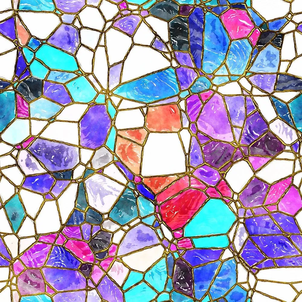 Watercolor Stained Glass #8 Fabric