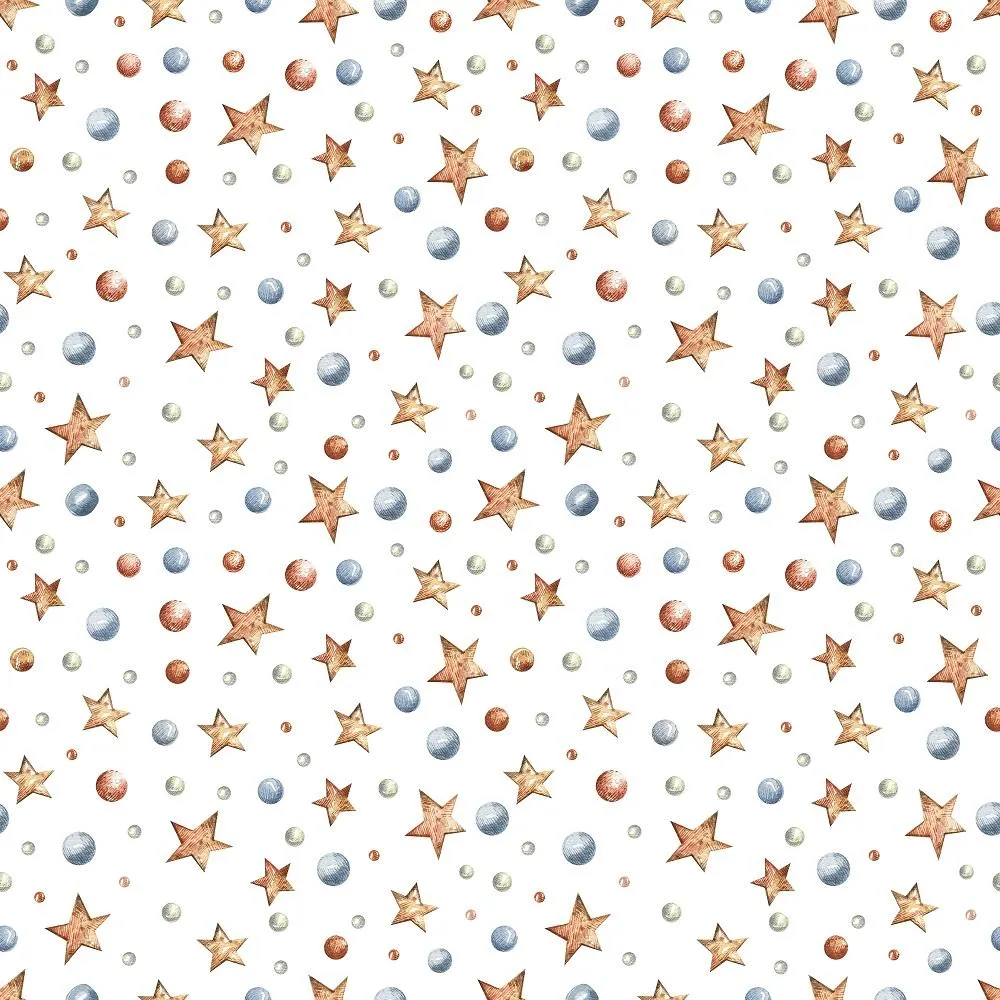 Watercolor Stars & Snow Fabric