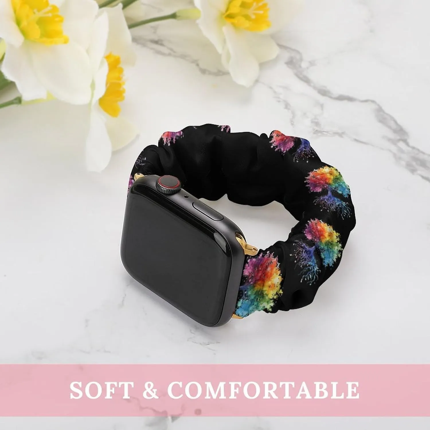 Watercolor Tree Colorful Fashion Watch Strap Scrunchies Wristbands Compatible With IWatch Series