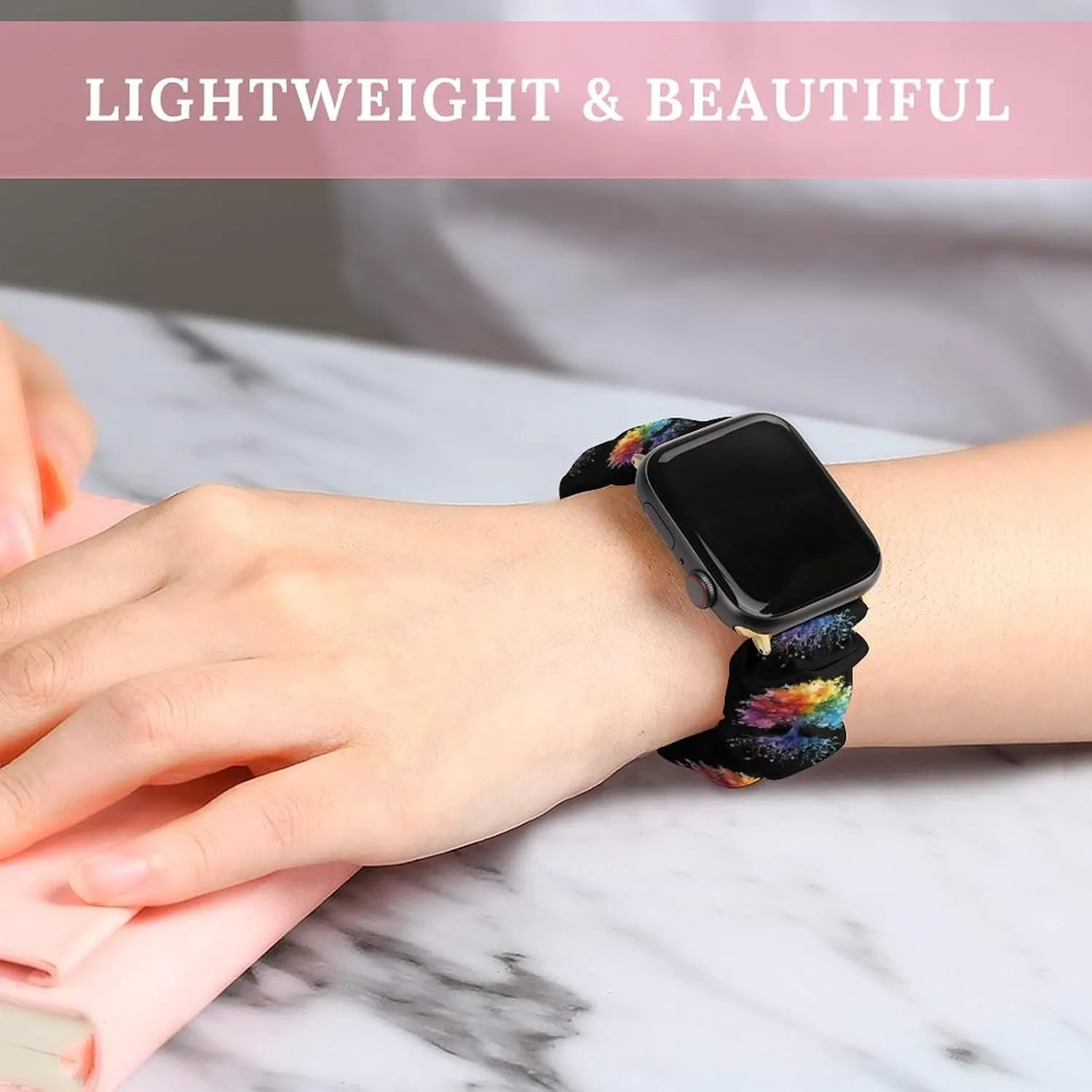 Watercolor Tree Colorful Fashion Watch Strap Scrunchies Wristbands Compatible With IWatch Series