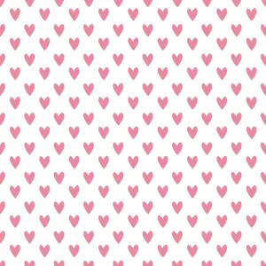 Watercolor Valentine Roses Hearts Fabric - White
