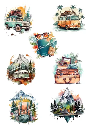 Watercolor Van Life Waterslide Decals