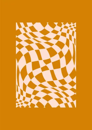 Wavy Check Illusion Canvas Wall Art