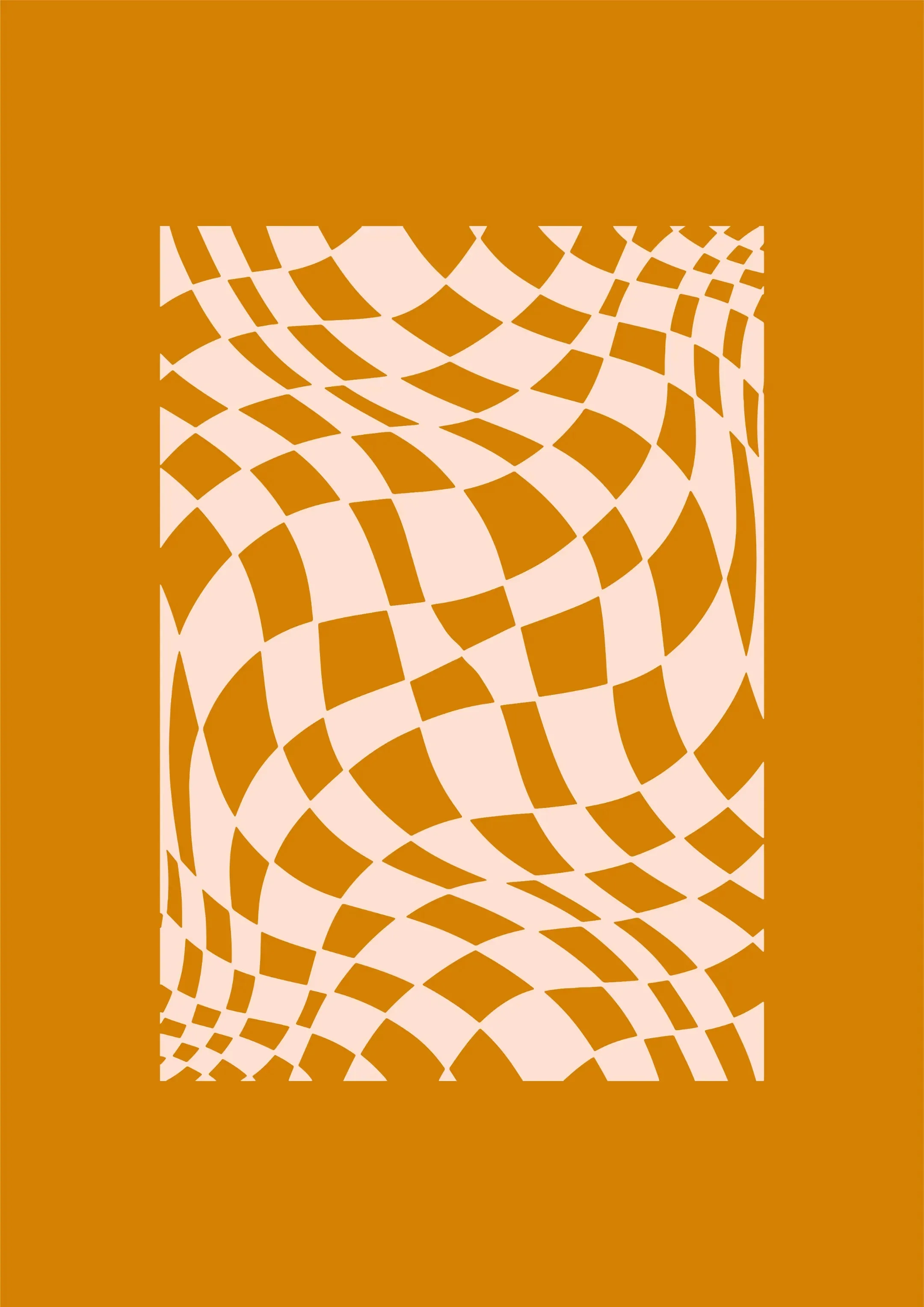 Wavy Check Illusion Canvas Wall Art