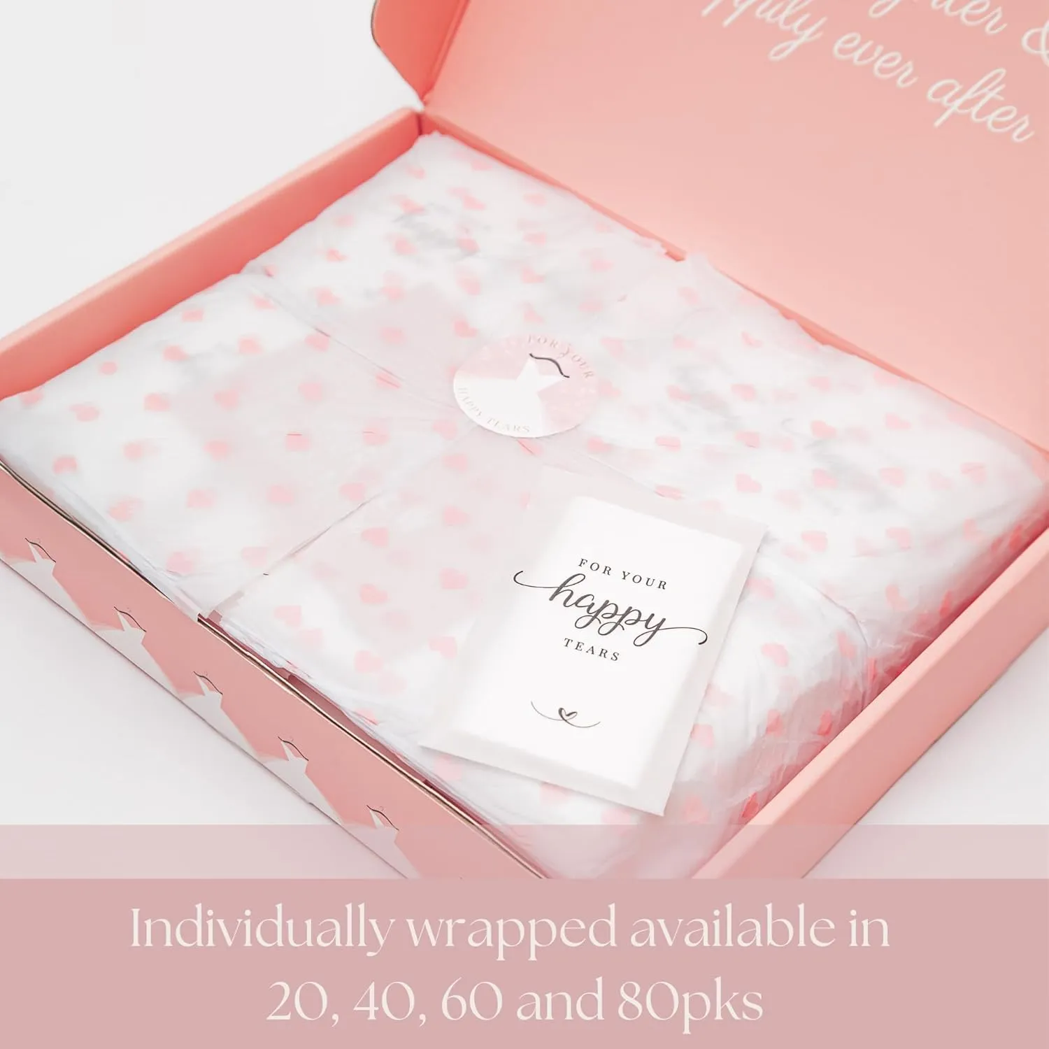 Wedding Tissues Packs For Guests- Set of 80- For Your Happy Tears Tissues- Wedding Favors for Guests – Frosted-Paper – Bulk Individual Tissue Packs & Items for Wedding Welcome Bags by PureRejuva