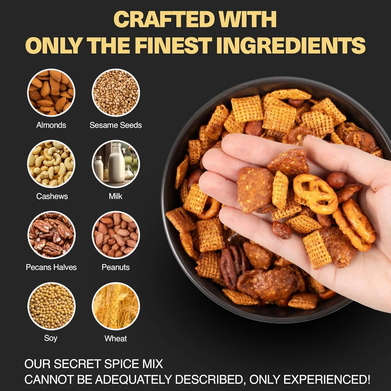 Wicked Mix Snack Mix with Mixed Nuts - Sweet and Salty Snacks Trail Mix Snack Packs with Almonds, Cashews, Pretzels, Pecans - Healthy Snacks Zero Trans Fat in Resealable Bag (Original Mix, Pack of 3)
