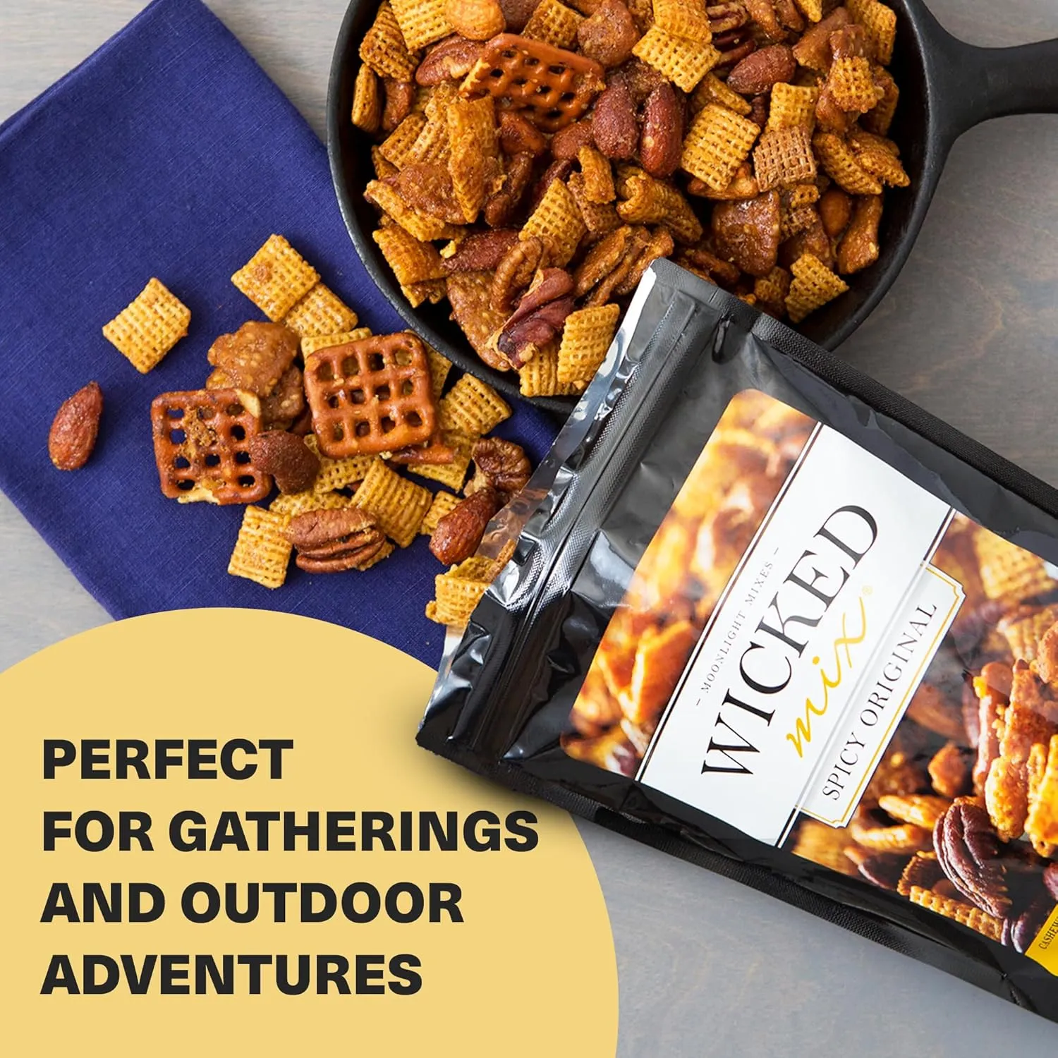 Wicked Mix Snack Mix with Mixed Nuts - Sweet and Salty Snacks Trail Mix Snack Packs with Almonds, Cashews, Pretzels, Pecans - Healthy Snacks Zero Trans Fat in Resealable Bag (Original Mix, Pack of 3)