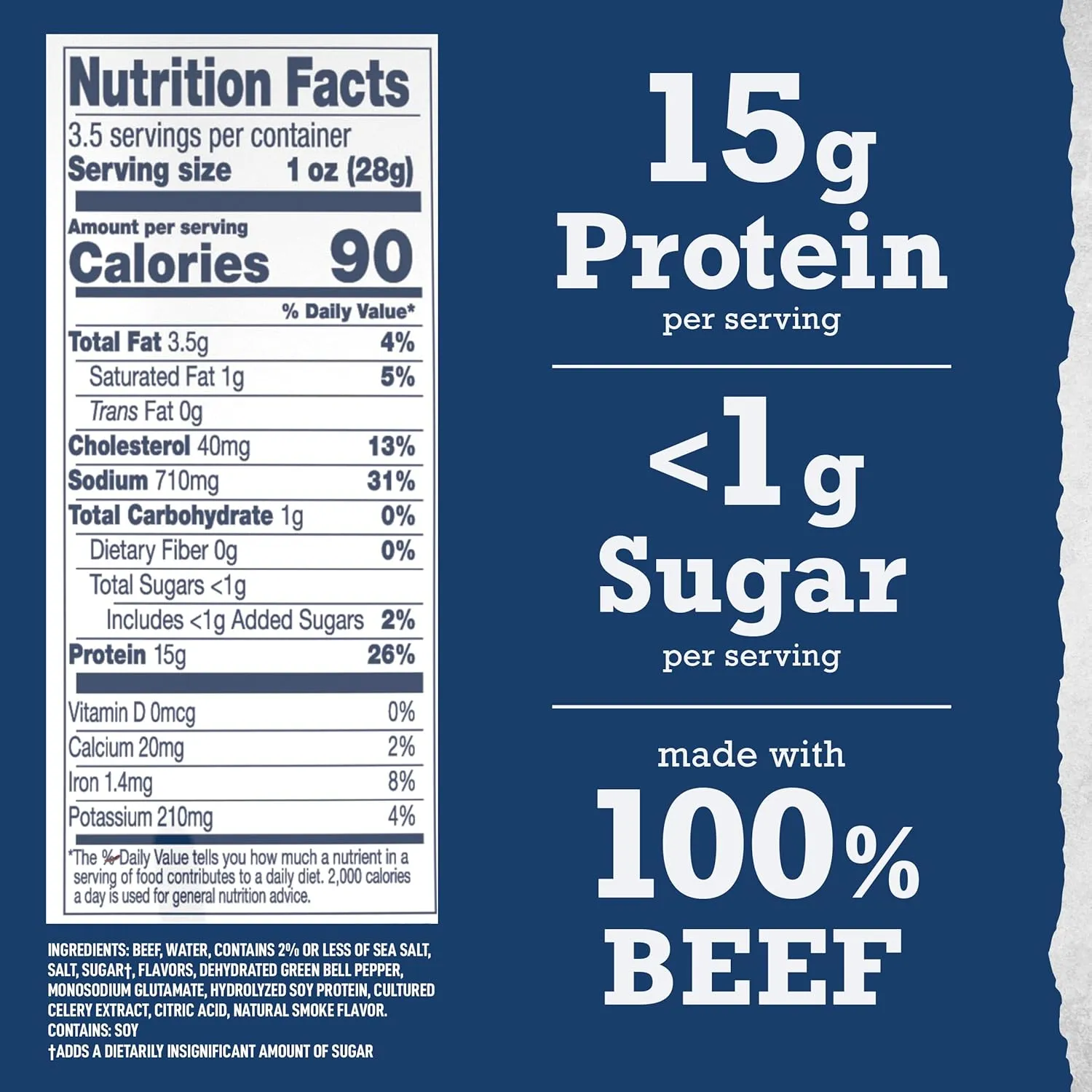 Wild River Green Chile Beef Jerky, Old Fashioned 100% Beef Jerky, Gluten Free, Deliciously Seasoned Protein Snacks, Savory Meat Snack for Lunches, Ready to Eat, 15g of Protein, 3.5 Ounce (Pack of 4)