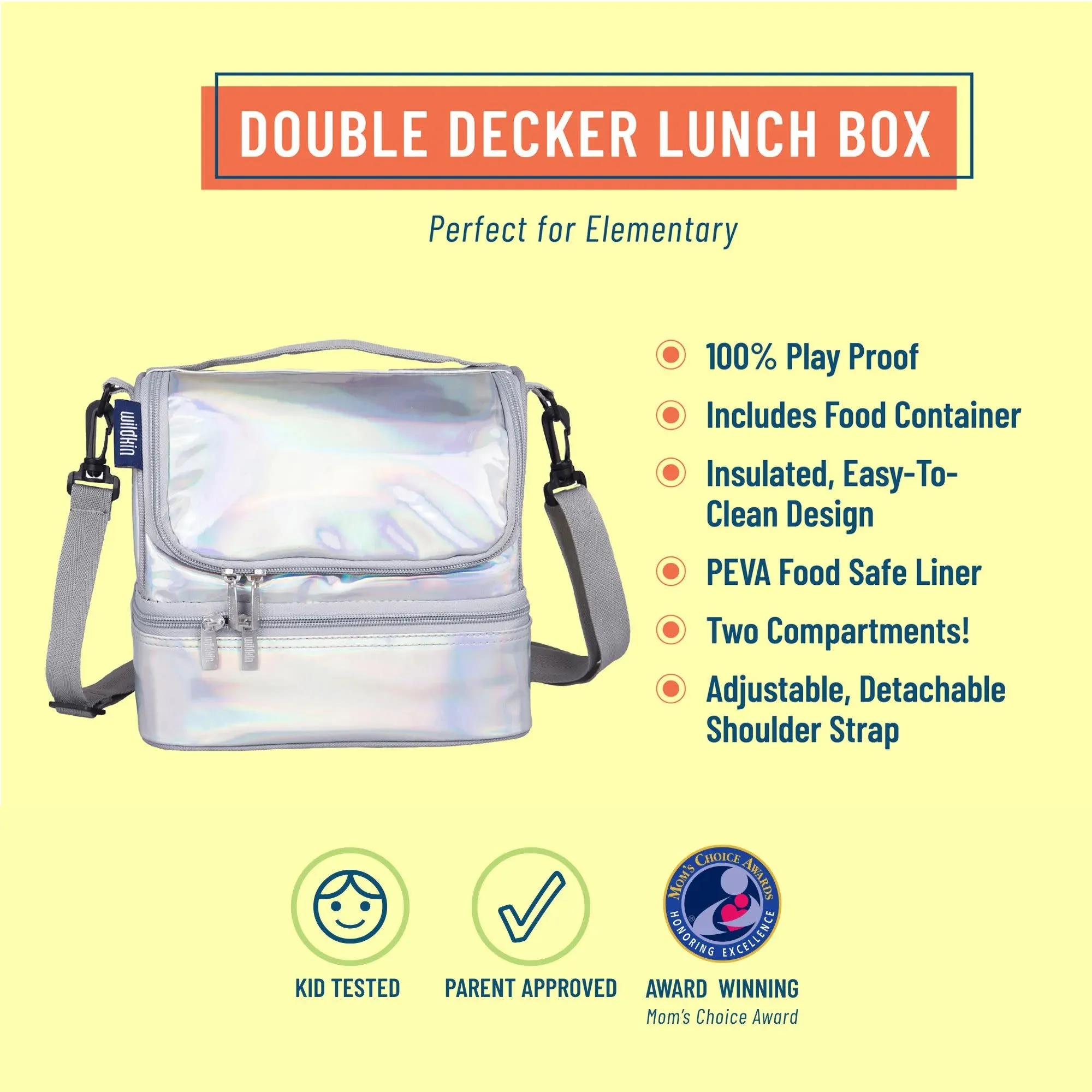 WIldkin Double Decker Lunch Bag - Holographic Silver