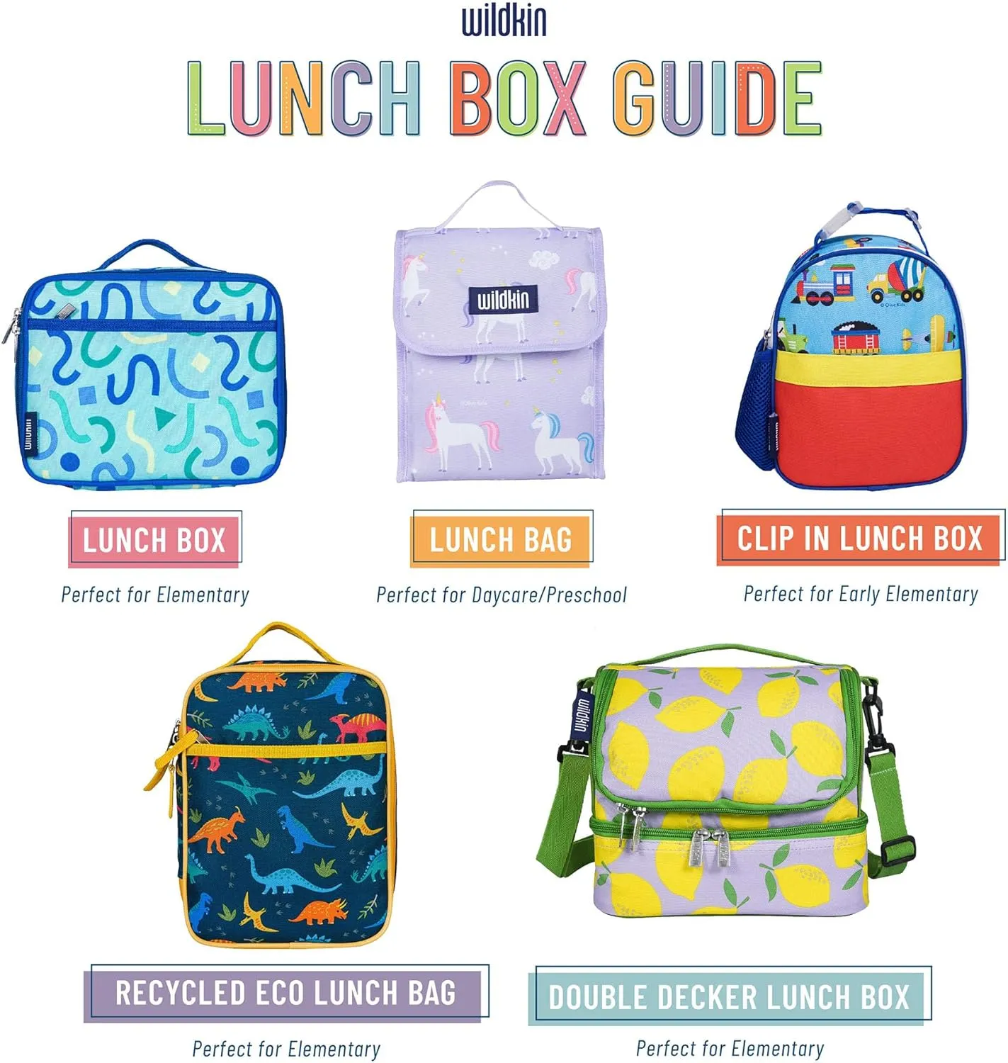 Wildkin Two Compartment Insulated Lunch Bag for Kids – School & Travel Ready - Flamingo Pink