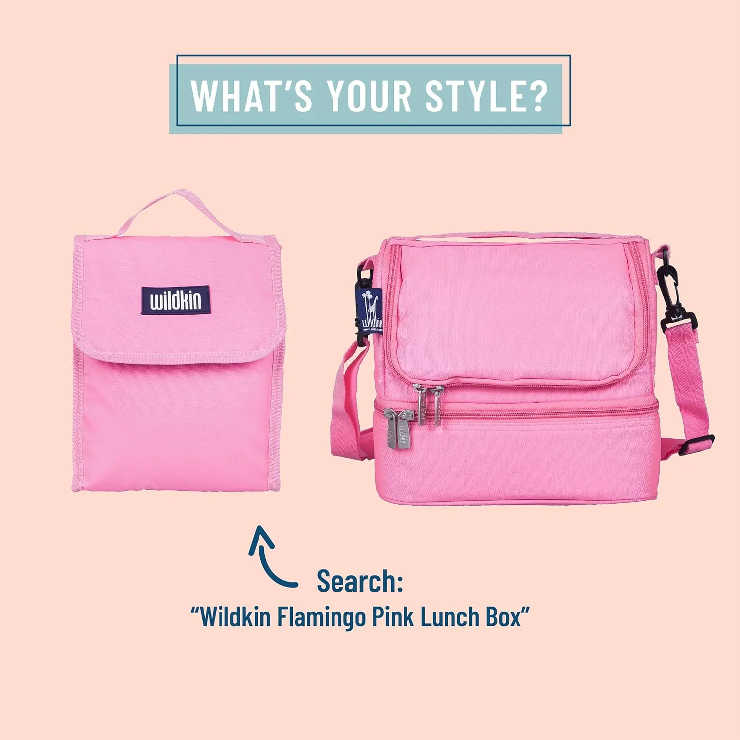 Wildkin Two Compartment Insulated Lunch Bag for Kids – School & Travel Ready - Flamingo Pink