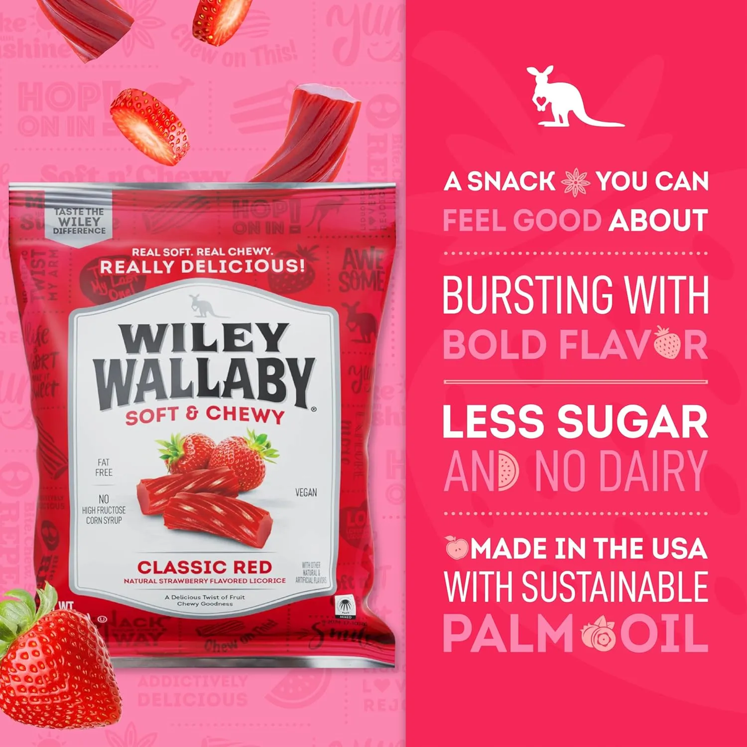 Wiley Wallaby Licorice 4 Ounce Classic Gourmet Soft & Chewy Australian Red Licorice Candy Twists, 12 Pack