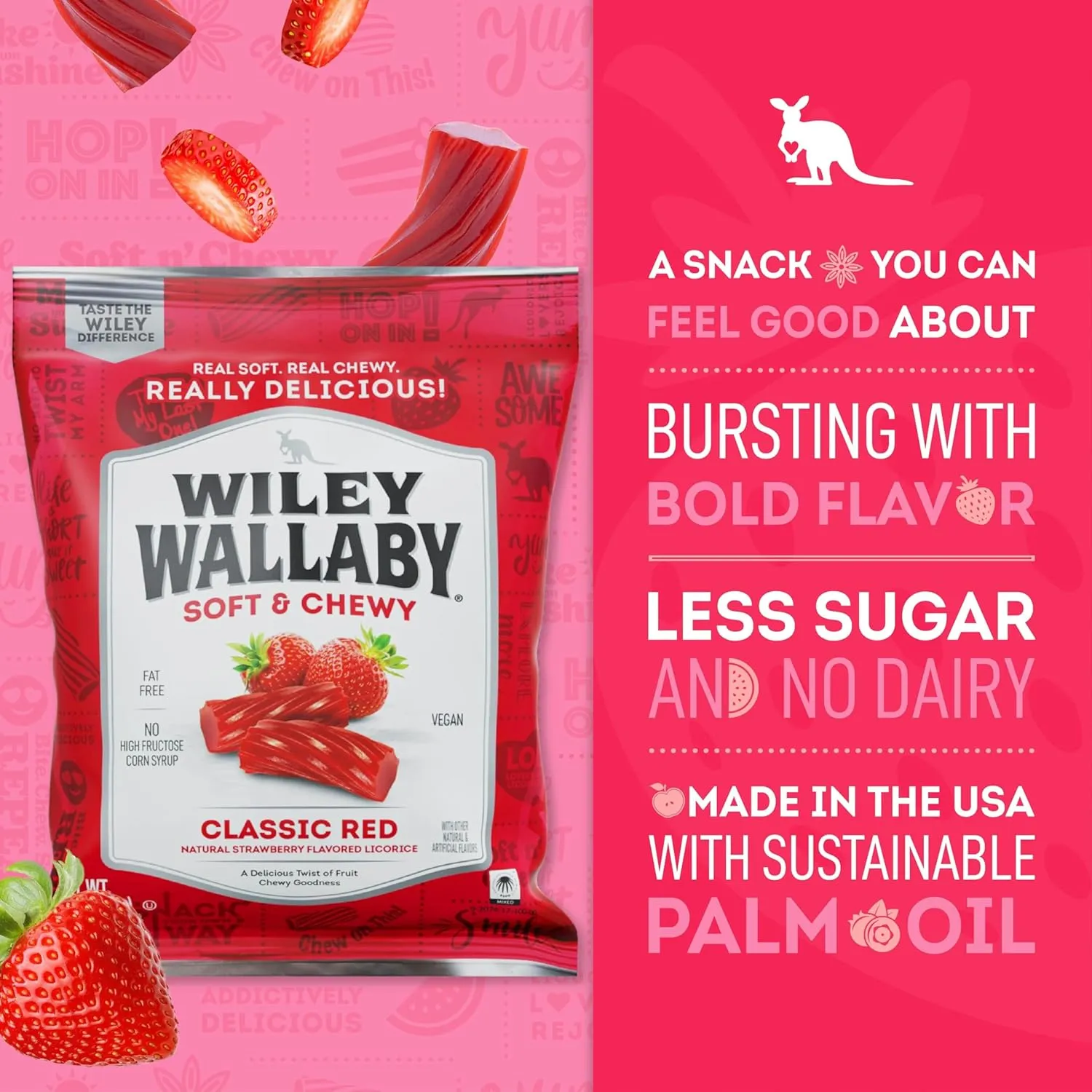 Wiley Wallaby Licorice 4 Ounce Classic Gourmet Soft & Chewy Australian Red Licorice Candy Twists, 12 Pack