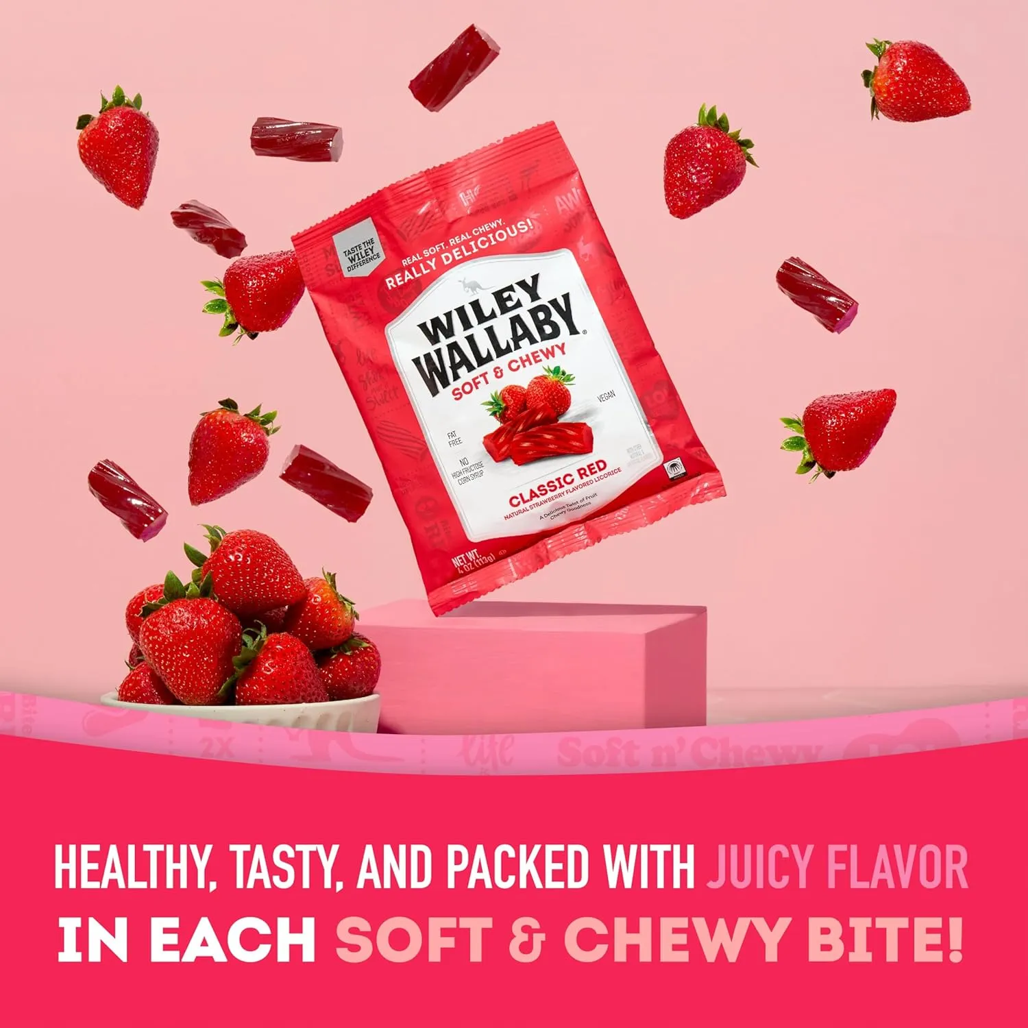 Wiley Wallaby Licorice 4 Ounce Classic Gourmet Soft & Chewy Australian Red Licorice Candy Twists, 12 Pack