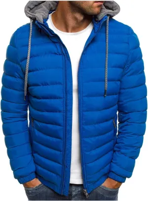 Winter Puffer Jacket for Men Windproof Lightweight Full Zip Hooded Puffy Jackets Quilted Thicken Insulated Down Coats