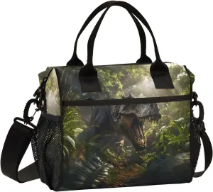 Women Cooler Bags Lunch Bag Reusable Insulated Lunch Bags Dinosaur Bush 2 Crossbody with Shoulder Strap Adults S