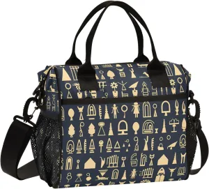 Women Cooler Bags Lunch Bag Reusable Insulated Lunch Bags Hieroglyphic Pictograph Crossbody with Shoulder Strap Adults S