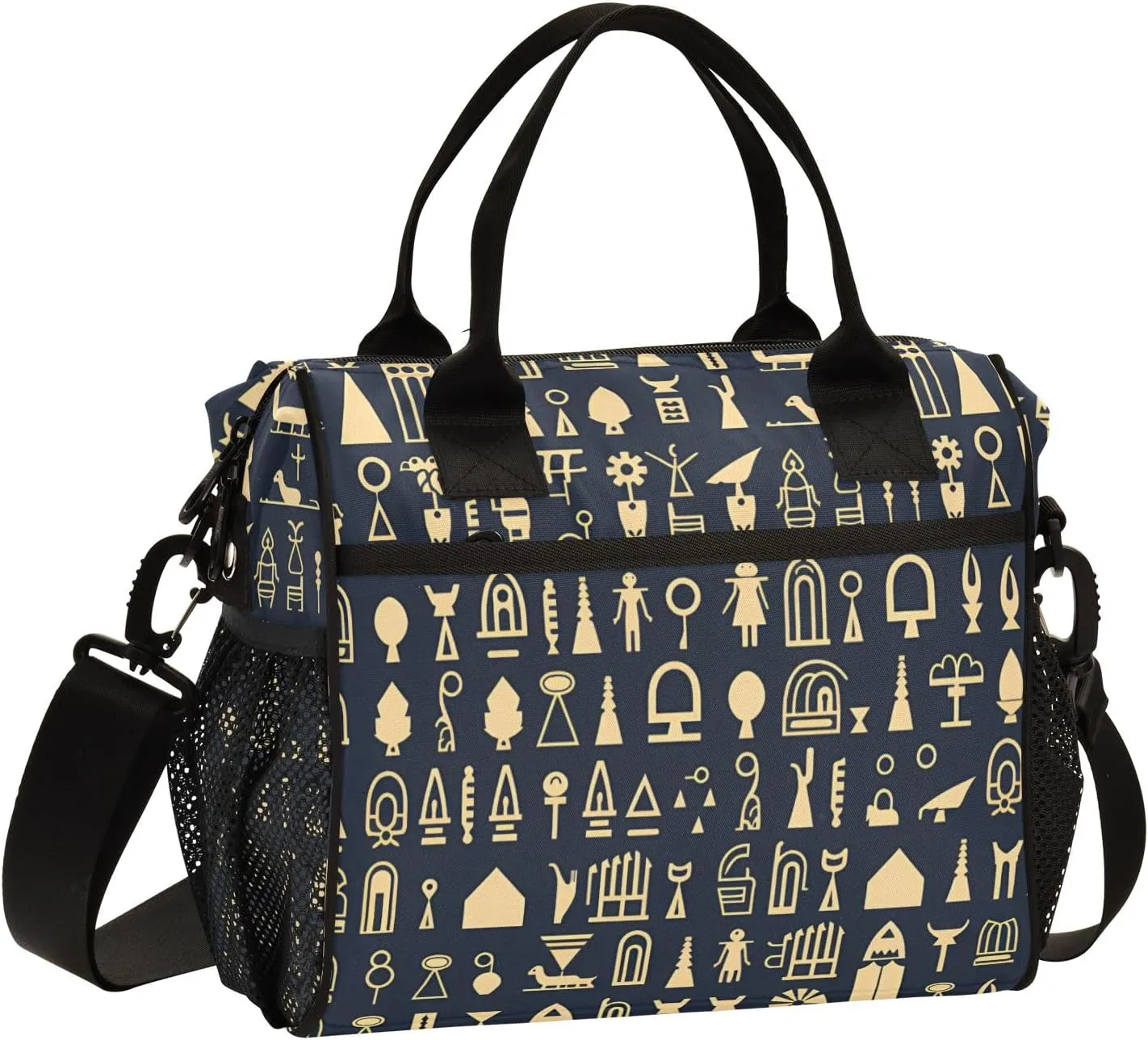 Women Cooler Bags Lunch Bag Reusable Insulated Lunch Bags Hieroglyphic Pictograph Crossbody with Shoulder Strap Adults S