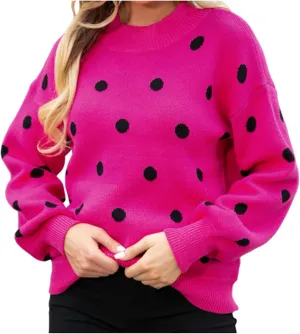 Women Crewneck Long Sleeve Sweaters Casual Loose Comfy Fuzzy Knit Chunky Warm Pullover Cute Heart Graphic Sweater Top