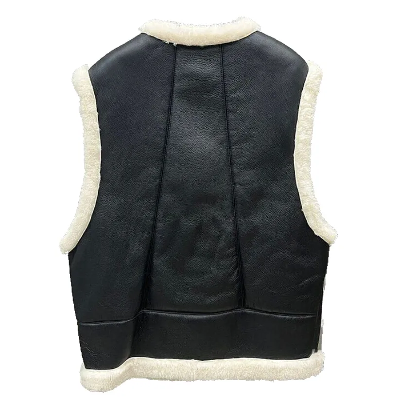 Women Genuine Sheepskin Shearling Leather Gilet Thick Warm Winter Crop Waistcoat